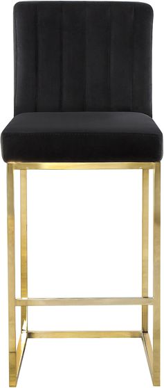 Black velvet fabric / gold base bar height stool