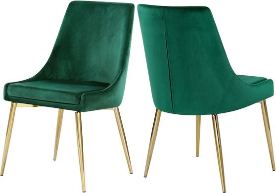 Green velvet / gold base dining chair