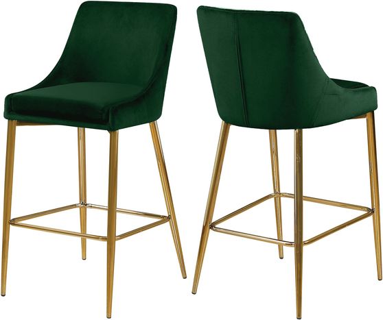 Green velvet bar stool w/ golden metal base