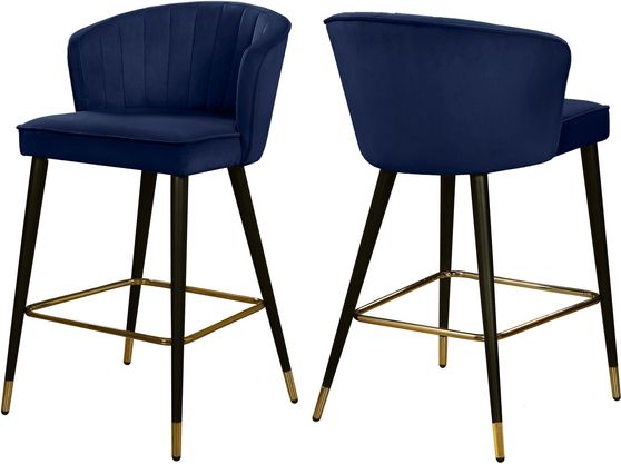 Navy velvet modern bar stool