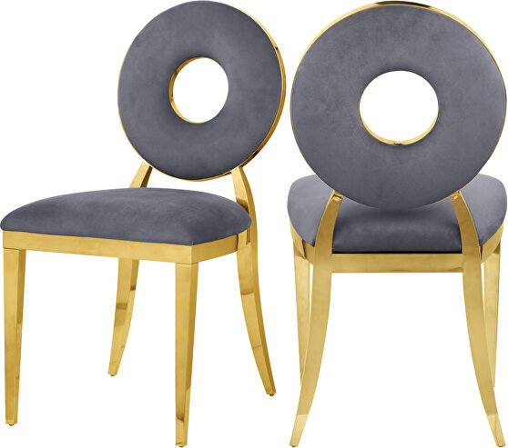 Velvet / gold glam contemporary style dining chair