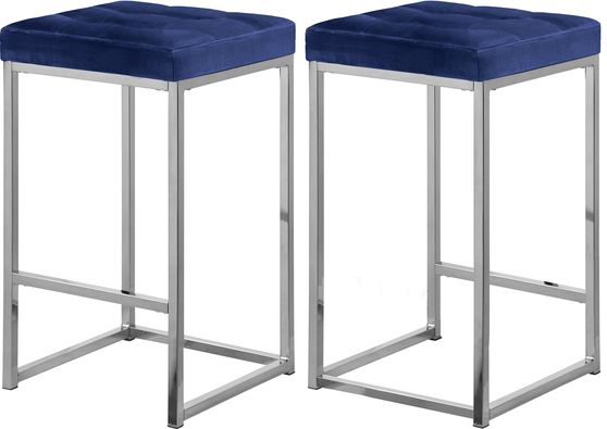 Navy velvet / chrome metal legs bar stool