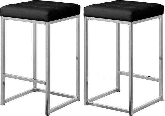 Black faux leather / chrome metal legs bar stool