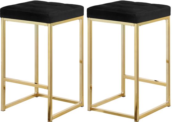 Black velvet / gold metal legs bar stool