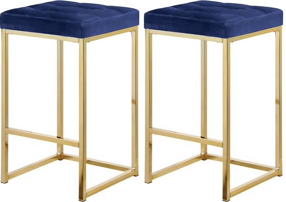 Navy velvet / gold metal legs bar stool