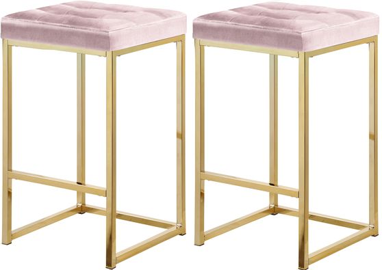 Pink velvet / gold metal legs bar stool