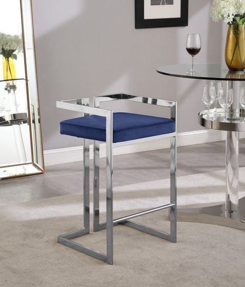 Navy velvet / chrome bar stool