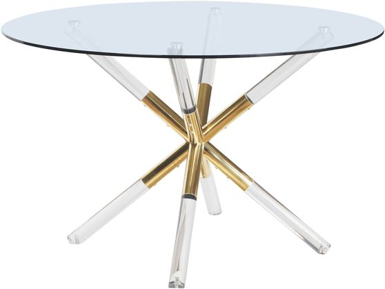 Round glass top / gold base contemporary dining table