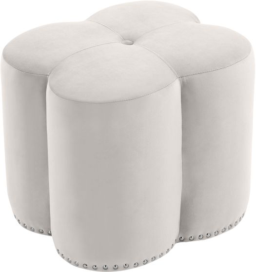 Cream velvet ottoman in a shape of clover