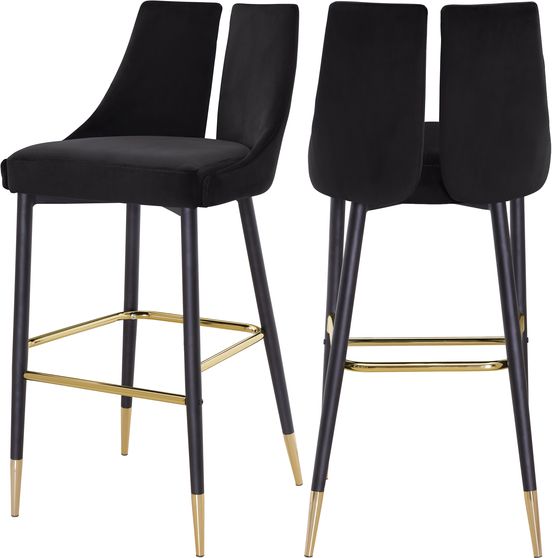 Velvet fabric contemporary chair w/ gold tip legs