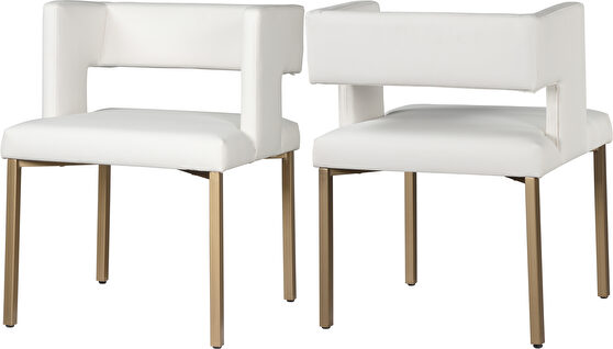 White vegan leather fashionable dining chair