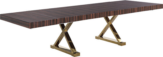 Oversized extension zebra brown / gold dining table