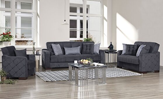 Stylish gray fabric pattern storage sofa / sofa bed