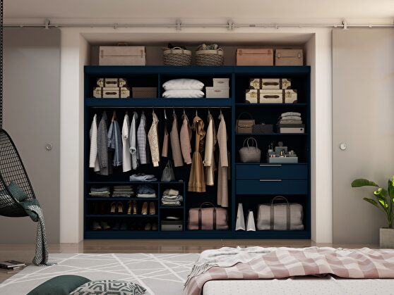 Tatiana midnight blue 2-sectional open hanging module wardrobe closet