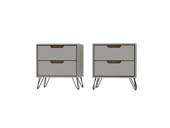 2-drawer off white and nature nightstand (set of 2)