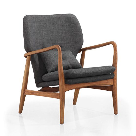 Charcoal and walnut linen weave accent chair