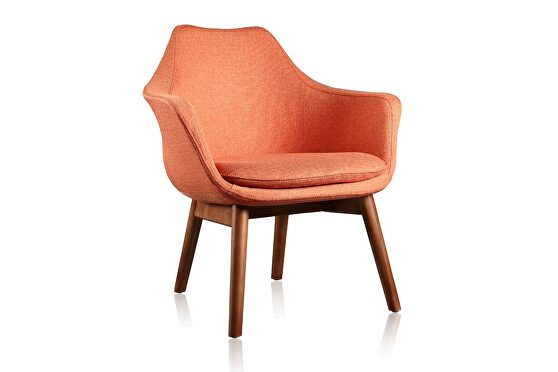 Orange and walnut twill accent chair