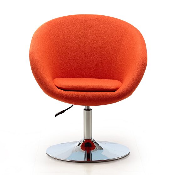 Orange and polished chrome wool blend adjustable height chair
