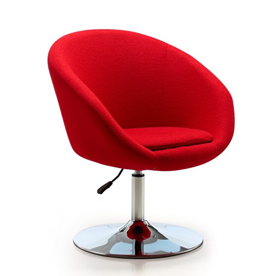 Red and polished chrome wool blend adjustable height chair