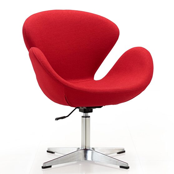 Red and polished chrome wool blend adjustable swivel chair