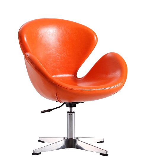 Tangerine and polished chrome faux leather adjustable swivel chair