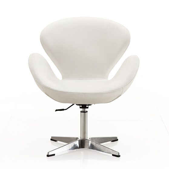 White and polished chrome faux leather adjustable swivel chair