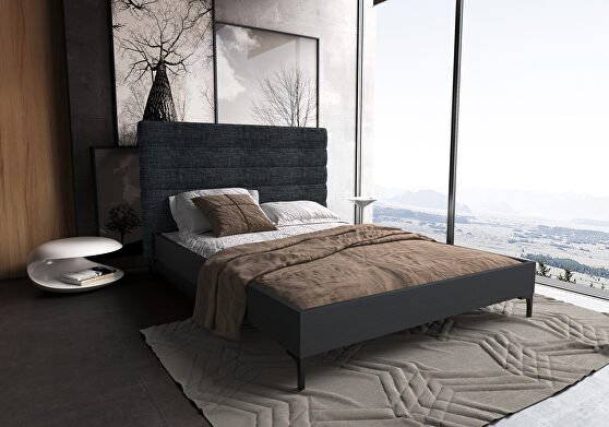 Mid century - modern queen bed in gray