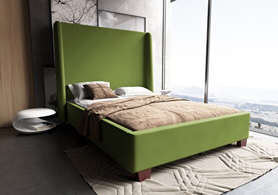 Luxurious pine green velvet queen bed