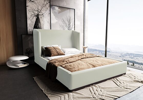 Modern Platform Beds Sets Bedroom, Dorian Black Faux Leather Upholstered Queen Bed