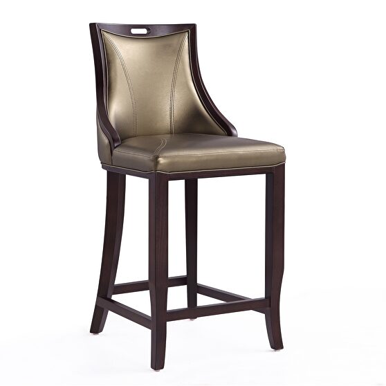 Bronze and walnut beech wood bar stool