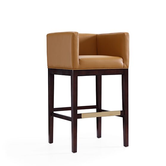 Camel and dark walnut beech wood barstool