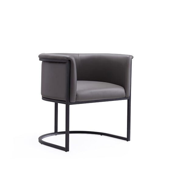 Pebble and black faux leather dining chair