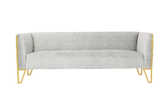 Gray and gold velvet 3-seat sofa