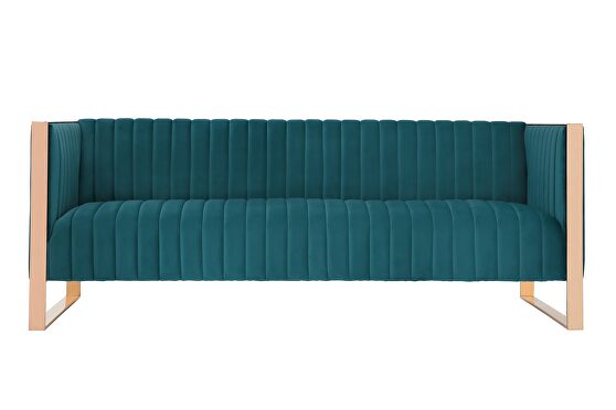 Aqua blue and rose gold 3-seat sofa