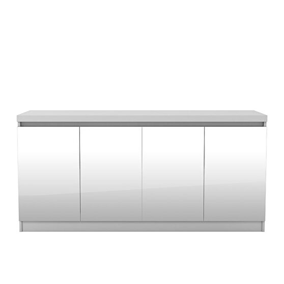 62.99 in. 6- shelf buffet cabinet with mirrors in white gloss