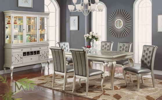 Casual gray/silver modern formal dining table