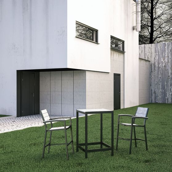 Brown / gray 3pcs outdoor table and 2 chairs set