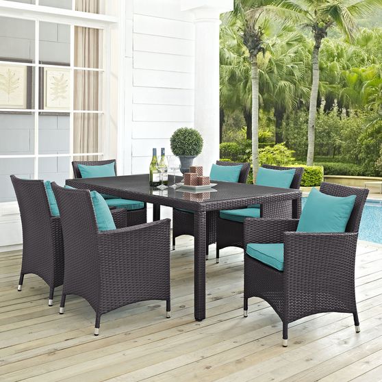 7pcs contemporary outdoor dining table + chairs set
