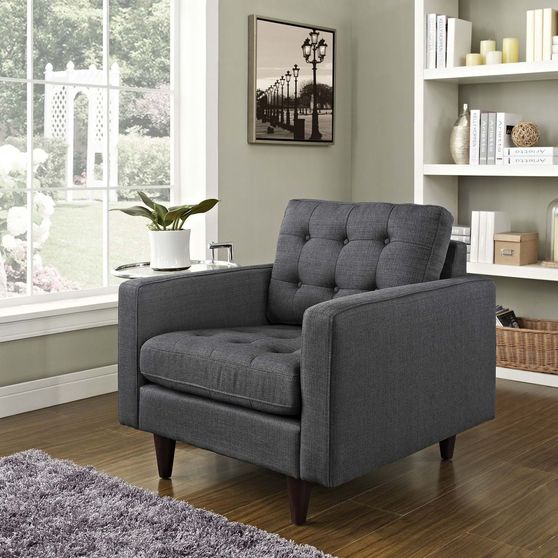 Quality dark gray fabric upholstered chair