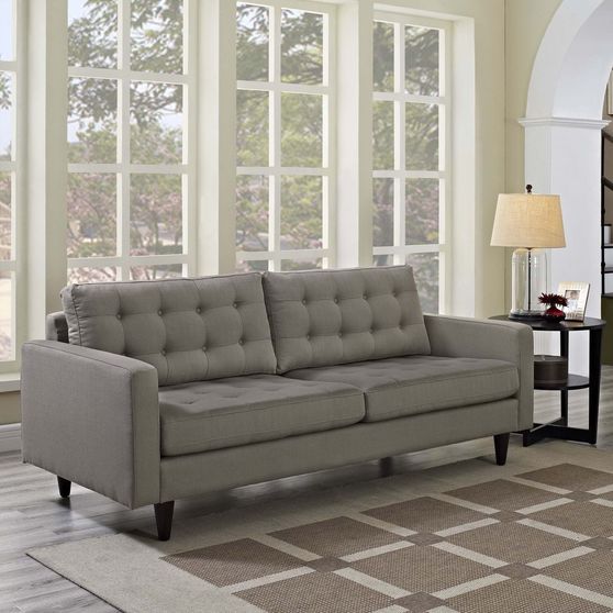 Quality granite gray fabric upholstered sofa