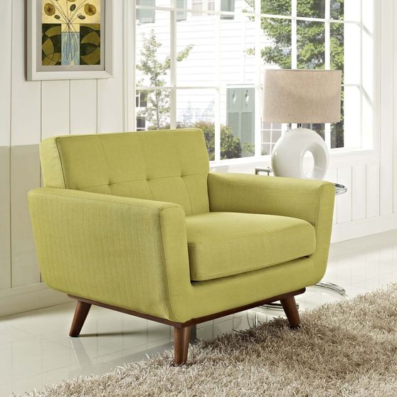 Wheatgrass fabric tufted back contemporary chair