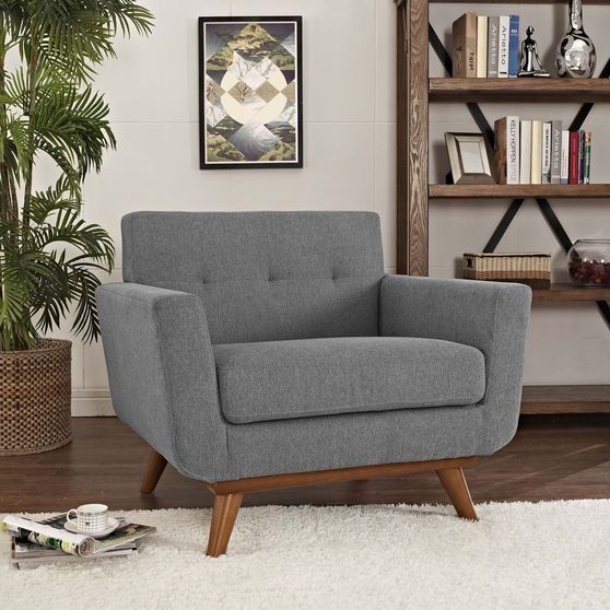 Expectation gray fabric tufted back chair