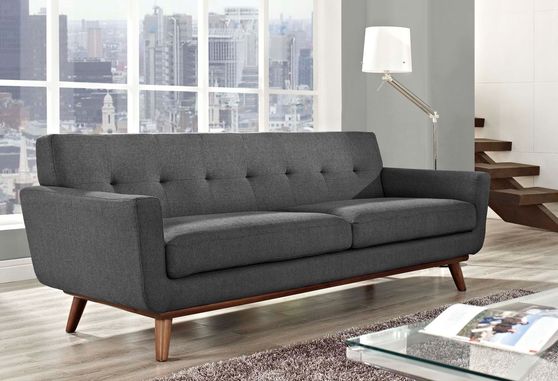 Gray fabric tufted back contemporary couch