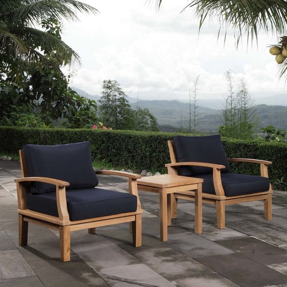 3 pcs outside / patio set in natural teak