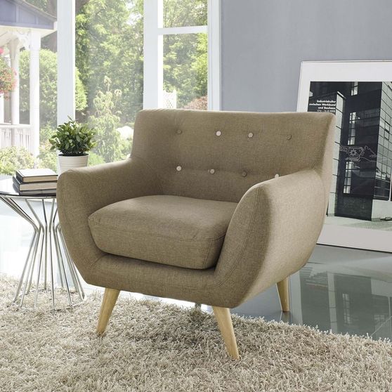 Mid-century style tufted retro chair in brown