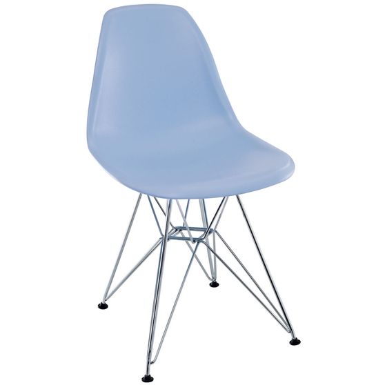 Wire casual side dining chair in blue