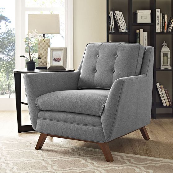 Gray fabric mid-century style modern chair