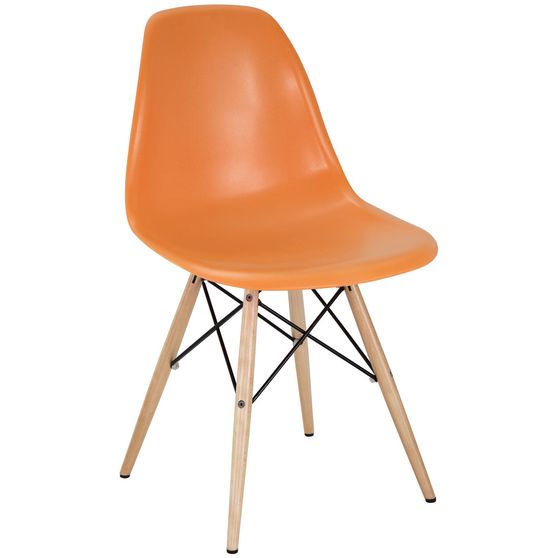 Pyramid base orange side chair