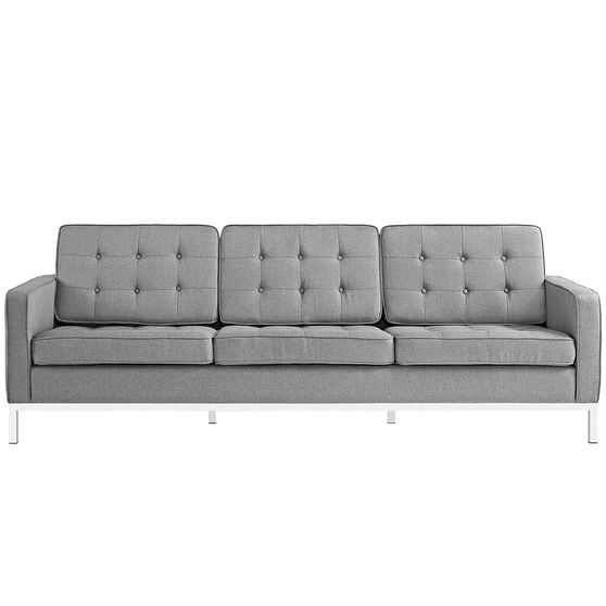 Light gray quality fabric retro style sofa