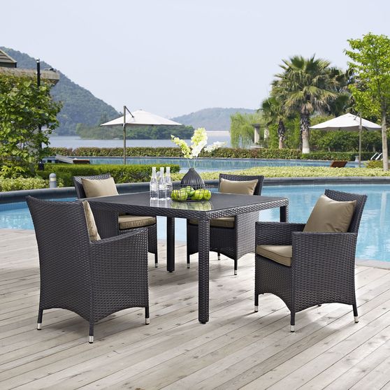 5pcs square outside/patio table + chairs set